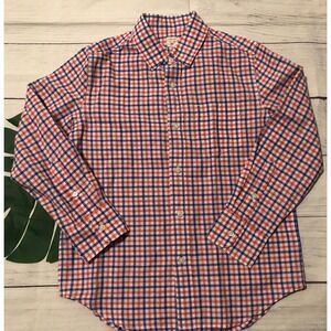 Crewcuts Kids' linen-cotton shirt in mini check Coral Rain Blue Size 10
